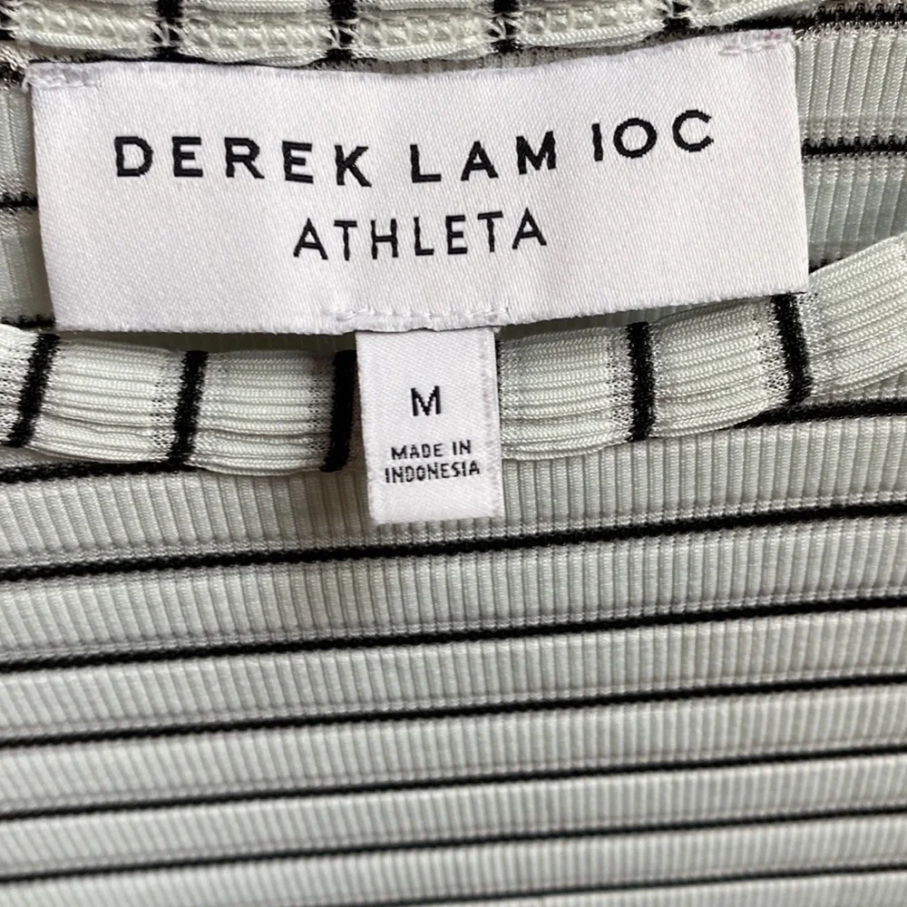 Athleta X Derek Lam IOC White Striped Madison Ave long Sleeve Athletic Shirt Top - Picture 6 of 9